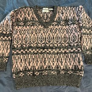 Nordstrom Pink and Black Patterned Wool Sweater